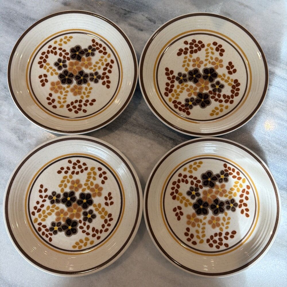 Franciscan‎ Toffee 4 Lunch Salad Plates 8 1/4" diam mid-70's Vintage Retro MCM